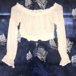 off the shoulder long sleeve crop top